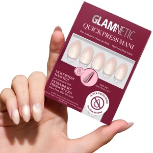 Glamnetic Press On Nails – Quick Press No Glue Mani Extra Short Almond 30pc(Snow Haze)