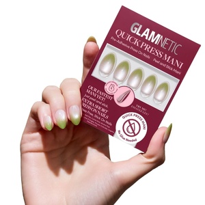 Glamnetic Press On Nails- Quick Press No Glue Mani Extra Short Almond 30pc(Lime Beam)