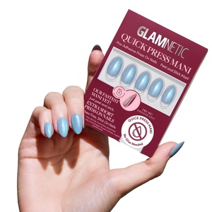 Glamnetic Press On Nails- Quick Press No Glue Mani Extra Short Almond 30pc(Ocean Prism)
