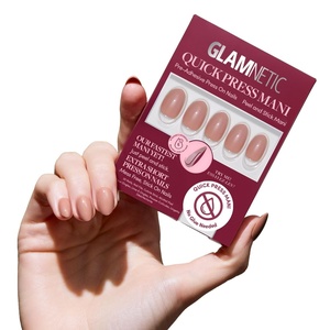Glamnetic Press On Nails- Quick Press No Glue Mani Extra Short Almond 30pc(Teddy)
